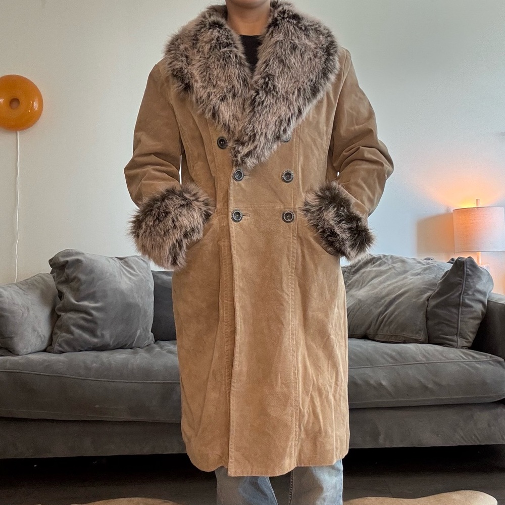 Parasuco Brown Fur-Trimmed Trench Coat